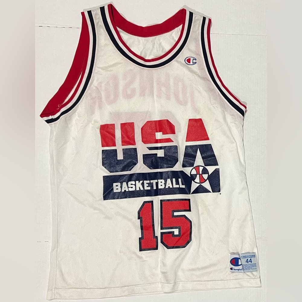 Vintage 90s Dream Team Usa Champion Basketball Jersey 44 Magic Johnson Lakers
